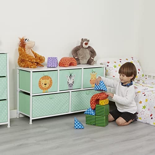Liberty House Toys Kids Storage Unit, Fabric, Green, H550 x W1000 x D300mm, 5L-206-JUN