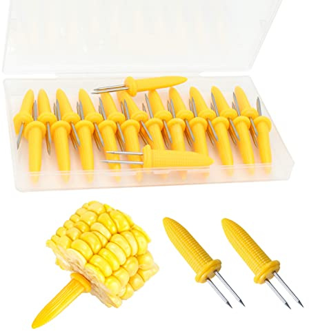 24 Pack Stainless Steel Corn Holders - Corn on the Grill & Cob Skewers for Home & BBQ Cooking