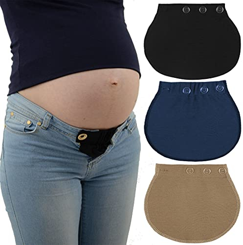 Simoda 3 Stück Schwanger Hosenerweiterung Einstellbare Taillen Verlängerung Schwangerschaft Bund Extender Elastisch Schwangerschaft Hosen Extender für Schwangere