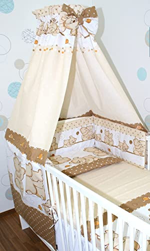 Primawela Babybett Himmel Vollstoff - Bärchen Braun - für Baby Bett Vollstoffhimmel Baumwolle