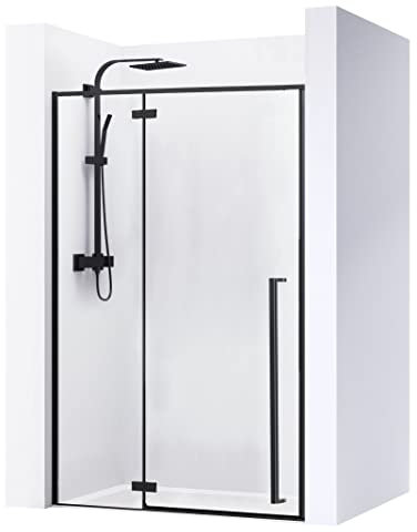 VBChome Porte battante 100 x 195 cm - Noir - Profilés en aluminium - Paroi de douche en verre transparent