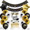 Abschluss Deko, Abschlussfeier Deko 2025, Abitur Bachelor Deko, Schulabschluss 2025 Deko, Schwarz Gold Graduation Deko mit Congratulations Banner, Graduierung Fotorequisiten