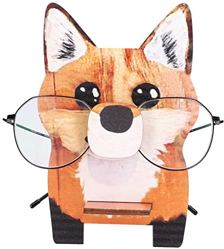 Atyhao Brillenhalter, niedlicher, Hakenstnder zum Aufhngen Stnder & Stützen Brillenhalter in Tierform, geruchloses Naturverbundholz, einzigartiger Design-Brillenhalter für Uhren Fuchs