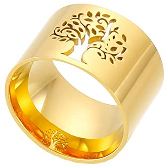 HIJONES Bague Arbre De Vie Creux pour Aux Femmes en Acier Inoxydable Bande De Fiançailles De Mariage Simple pour Fille