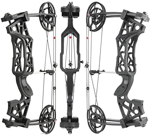 wolfman Bogenschießen Compoundbogen Set 30-60lbs einstellbares Katapult Stahlkugel Dual-Use Jagdbogen CNC-bearbeitete 6061 Aluminiumlegierung Angelbogen und Pfeilset für Erwachsene (Typ A)