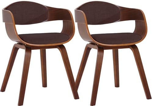 CLP Set De 2 Sillas De Comedor Kingston En Tela & Madera I Pack De 2 Butacas Nórdicas para Reuniones Modernas, Color:Nuez/marrón, Color del Marco:Nuez