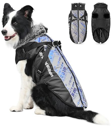 ALLSOPETS Warmer Hundemantel Wasserdichter Hundejacke für Hunde mit Reflektierenden Streifen Stilvolle Winterweste für Kaltes Wetter Bequemer Schneemantel (Blendblau, 5XL)