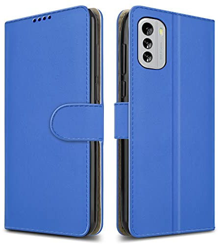 PIXFAB For Nokia G60 5G Leather Phone Case, Magnetic Closure Full Protection Book Folio Design, Wallet Case Cover [Card Slots] and [Kickstand] For Nokia G60 5G - Blue
