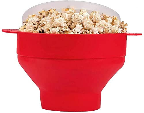 2 Stück Home Mini-Mikrowellen-Popcorn-Maker, zusammenklappbarer Silikon-Popcorn-Griff, hohe Temperaturbeständigkeit, Schüssel für Küche, Zuhause, Party