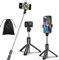 HCTian Selfie-Stick, 4-in-1 Selfie-Stick Stativ mit Licht, Ausziehbarer und Tragbarer stabiler Stativständer mit abnehmbarer kabelloser Fernbedienung, kompatibel mit iPhone/GoPro/Kamera/Smartphones