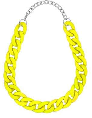 Soul-Cats Statement Kette Halskette bunt riesig oversized Panzerkette Gliederkette Vintage, Farbe:neongelb