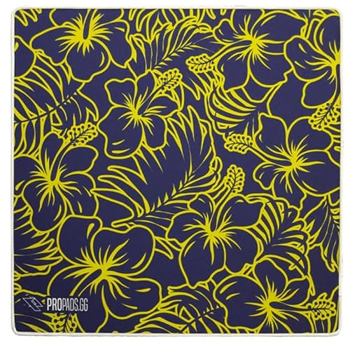 propads PRO Control Mousepad 500x500mm - Für echte Esportler - Schnelles und raues Gaming-Mauspad, Rutschfestes Gummi - Schwarz (Hibiscus)