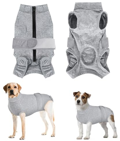 Eyein Hundebody Nach Op, Atmungsaktiver, weicher Einteiler für Hunde mit Reißverschluss und Gürtel zum Schutz von Wunden, XL