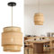 FORCOSO Rattan Lampe Hängend - Vintage Boho Pendelleuchte Esstisch mit Ø29cm Lampenschirm E27 Hängeleuchte Rattan Deckenlampe für Wohnzimmer Schlafzimmer Küche(Braun)