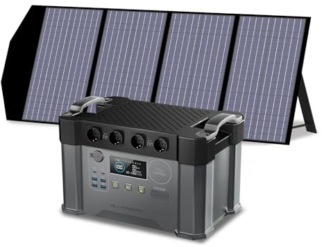 ALLPOWERS S2000 Pro 2400W Powerstation mit 100W Solarpanel, 1451Wh AKKU Solargenerator mit 4x 2400W AC Steckdose generatoren, Mobiler Stromspeicher für Notstrom Camping Wohnmobile Reise Off-Grid