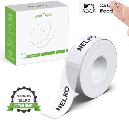 Nelko Original P21 Etikettendrucker-Band, Standard-Laminiertes Ersatzband | 14x50mm (0,55x1,97) Mehrzweck-Druckpapier, 180 Bänder/Rolle, 1 Rolle, Transparent