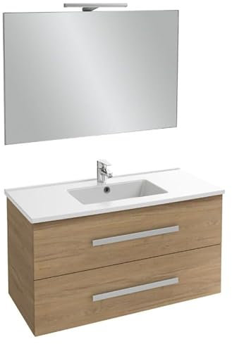 Jacob Delafon Meuble Vasque 100 cm Ola Up chêne avec Miroir et Spot