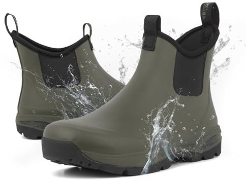 Green Comfort Gummistiefel Herren Halbhoch 47 | Wasserdicht Gummistiefel Herren Kurz für Männer