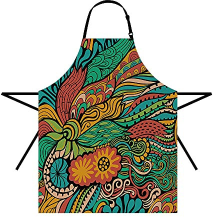 Blumenschürze, psychedelische Seetang, Meereswelle, Unisex, verstellbarer Riemen, für Küche, Basteln, Grillen, Zeichnen, Outdoor, 68,6 x 78,9 cm, Siehe Abbildung, One size