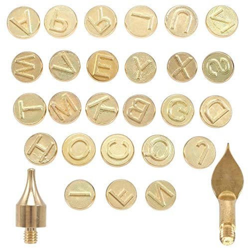 Widybord 28 piezas de letras de punta de combustión de madera, herramientas de combustión de madera, juegos personalizados, utilizadas para tallar manualidades, quemar madera, bricolaje