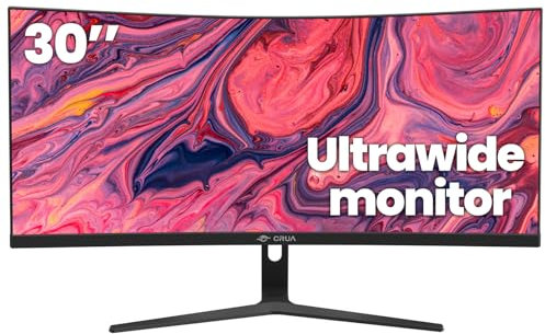 CRUA 30Inch Ultrawide Curved Monitor, 21:9 WFHD(2560x1080P) VA Computer Monitor, 99% sRGB 100HZ 1500R PC Monitors Support FreeSync, Wall-Mounted, with HDMI/DP Display Port-Black