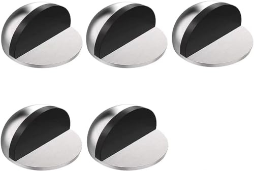 5 Stück Türstopper Edelstahl-Bodentürstopper, selbstklebender Antikollisions-Türhalter Türstopper ohne Bohren, Türstopper-Set mit Gummipuffer