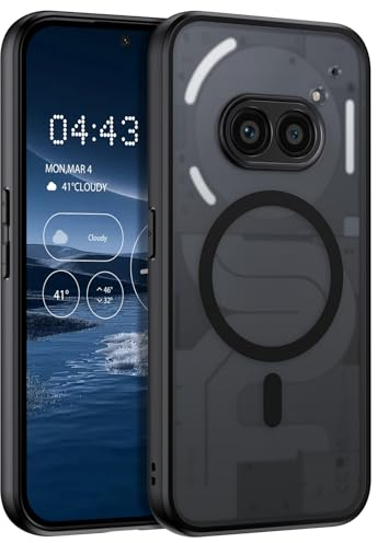 GUAGUA Matt Handyhülle für Nothing Phone 2a Hülle [Kompatibel mit MagSafe] Stoßfest Magnetisch Rückseite Dünn Hülle Durchscheinende Schutzhülle Cover Case für Nothing Phone 2a (6,7) Schwarz