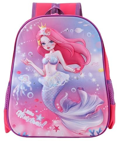 Habib Group Bezaubernder LED-Rucksack mit Meerjungfrauen-Motiv für Mädchen mit funkelndem Prinzessinnenkronen-Design, perfekt für die Schule, Reisen und Alltagsabenteuer – Lebendige Farben