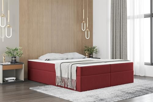 Fun Möbel Boxspringbett Dachschräge Bett PRIMA Stoff Soro in Überlänge (Rot, 160x220 cm)