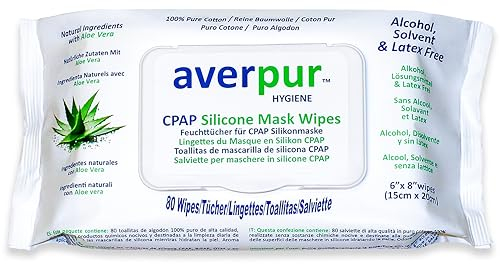 CPAP cleaning wipes, pack of 80 averpur ™ mask wipes made from 100% pure cotton with aloe vera