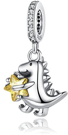 Wedanor Charme Der Dinosaurier Anhänger Charms Anhänger 925 Sterling Silber Charm Pendant für Europäische Armbänder und Halsketten