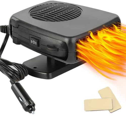 Leaflai Car Heater 12V, Portable Car Heater 150W Winter Car Defroster Kit That Plug in Cigarette Lighter Heater, 2-in 1 Modes Car Heating Fan with Ergonomic Handle Windshield Defogger