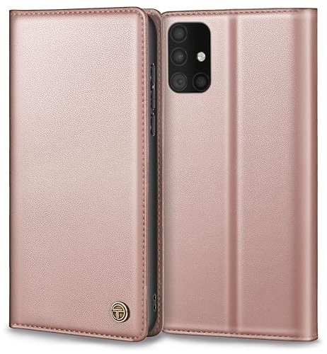 Handyhülle für Samsung Galaxy A51 4G Hülle, Premium Lederhülle Schutzhülle für Samsung A51 Hülle Wallet Kartenfach Standfunktion Klappbar Flip Case für Galaxy A51 Hülle, Rosa