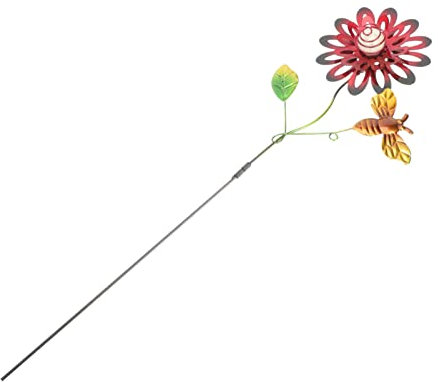 BCOATH Leuchtender Gartenblumenstab Aus Eisen Gartendekor Im Freien Mit Rotem Nachtlicht Dekorativer Blumenstecker Für Terrasse Rasen Und Gehwege