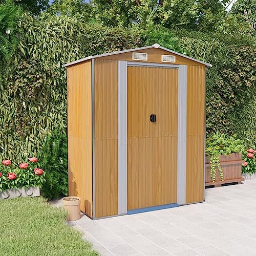 Willood Cobertizo jardín Acero galvanizado marrón Claro 192x108x223 cm