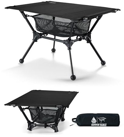 OneTigris Dipper faltbar Campingtisch klappbar, Camping Tisch Klapptisch mit Tragetasche und Netztasche, Kleiner Tisch Outdoor Ultraleicht für Angeln Wandern 60 x 40 x 37 cm (Schwarz)