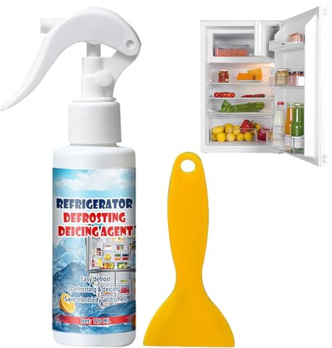 Kühler-Reiniger 120ml, Kühl und Gefrierschrank Abtauspray, Enteiserspray für Kühlschränke, Kühlschrank Spray-Reiniger, Schneeschmelz- und Enteisungsmittel für Kühler