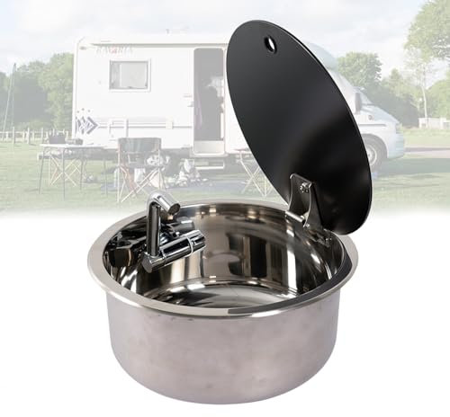 YLLSMGS Fregadero Cocina Lava Loicas Cozinha para Caravana Fregadero de Un Solo Cuenco con Grifo Plegable y Tapa Accesorios