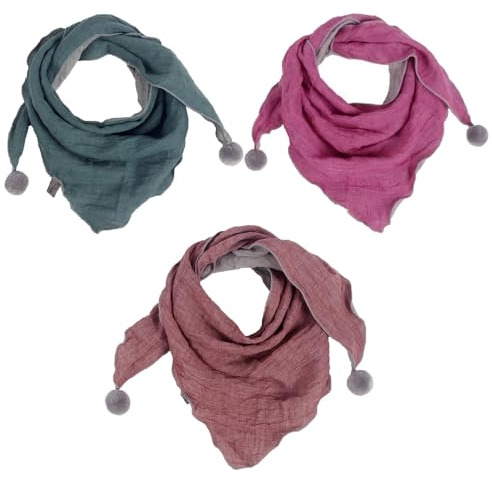 TMTGTS Lot de 1 foulard triangulaire 72 × 48 cm pour enfant - En coton - Mignon et décontracté - Avec boule de cheveux - Doux - Pour enfants - Parfait pour l'été, l'automne, l'hiver