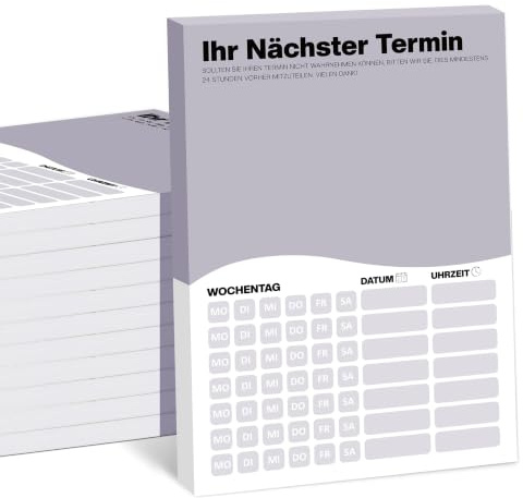BIROYAL Terminzettel Praxis A7, 600 Terminzetteln, 12 Terminblock,Neue Lila | 7 Termine pro Zettel, mit Stempelfeld, Abreißbar & Handlich, für Physiotherapie Zahnarzt Krankenhaus Fußpflege Kosmetik