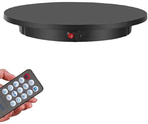 HSSMEUR Professional Electric Turntable,Motorized Rotating Display Stand with Remote Control,360° Photography Stand,Automatic Revolving Platform (Black)