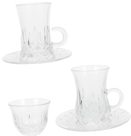 OFFSCH Ensemble De Tasses À Thé Turques Avec Soucoupes Style Européen Vintage En Verre Pour Boissons Chaudes Petite Taille