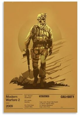 PANTTING Call of Duty Modern Warfare 2 Poster Kunstdruck auf Leinwand für Schlafzimmer Wohnzimmer Wanddekoration 20 x 30 cm ohne Rahmen