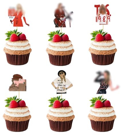 Anemowind 24Pcs Top Tier Singer Party Dekoration Dual Front Singer Cupcake Toppers Musik Party Fans Party Dekoration Geburtstag Party Dekorationen