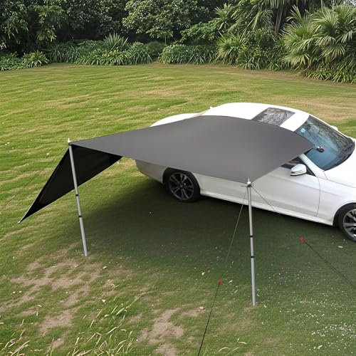 Dulepax SUV Awning Universal Car Camping Sun Canopy for Van/RV/Caravan/Campervan, Drive Away Tailgate Tent with Side Awing