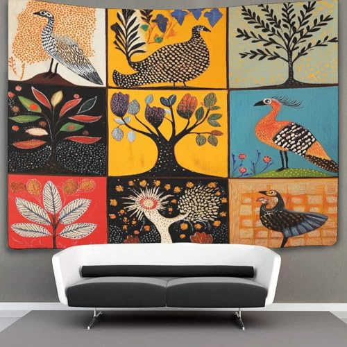 Indische Malerei, traditionelle Kunst Wandbehang Wandtuch Buntes Patchwork Wandteppiche 3D Heimdekoration Für Raum 100cmx150cm