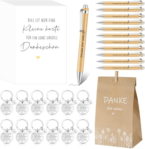Sinmoe Dankesgeschenk Kollegen, Manchmal Vergisst Du DASS Du Großartig Bist | 12-Teiliges Set mit Holzklammern, Kugelschreiber, Schlüsselanhänger und Grußkarte zum Weihnachten