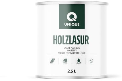 Q UNIQUE Holzlasur Satin 2,5L | Farbton: Braun-grau 7013 | Holzschutz außen & innen | Wetterfest & UV-beständig | Für Zäune, Möbel, Terrassen