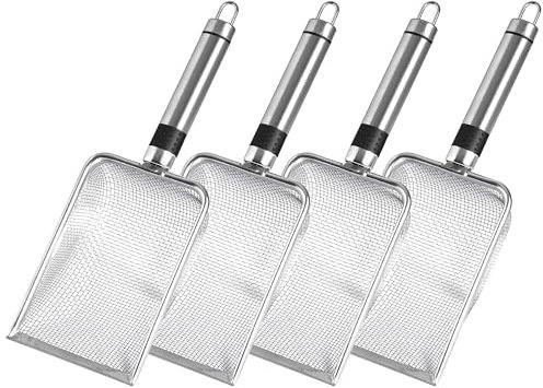 Kuleyang 4PCS Garden Sieve for Soil and Stones, Stainless Steel Soil Sifter, 2/2.8/3.8/5mm Mesh Garden Riddle for Compost, Sand, and Gravel, Gardening Tool