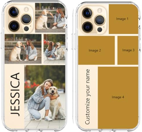 Custom 4 Picture Phone Case for iPhone 16 15 14 13 12 11 Pro Max Mini XR Xs x 6 7 8 Plus,TPU Soft Phone Case, Customized Personalized Gift of The Birthday, Mother Day Multicolor